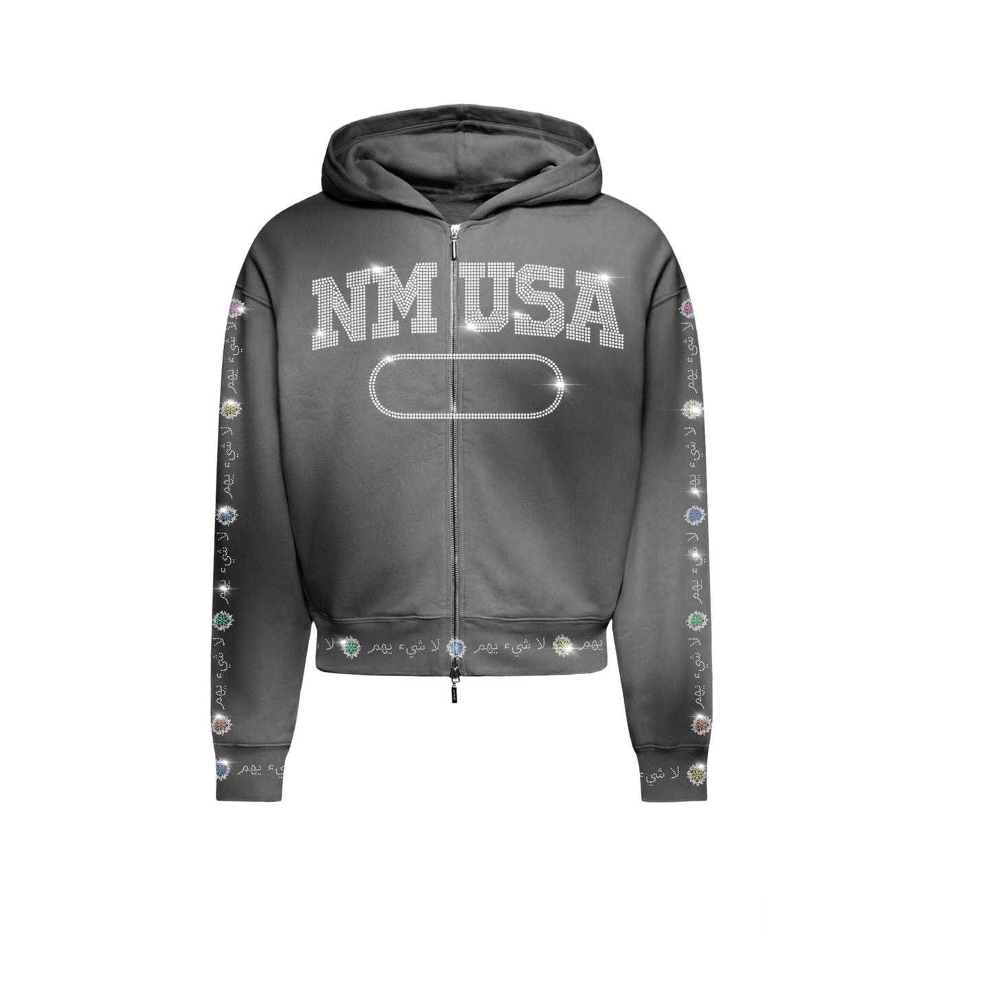 N*M V2 “Rhinestone” Grey Zip Up Jacket