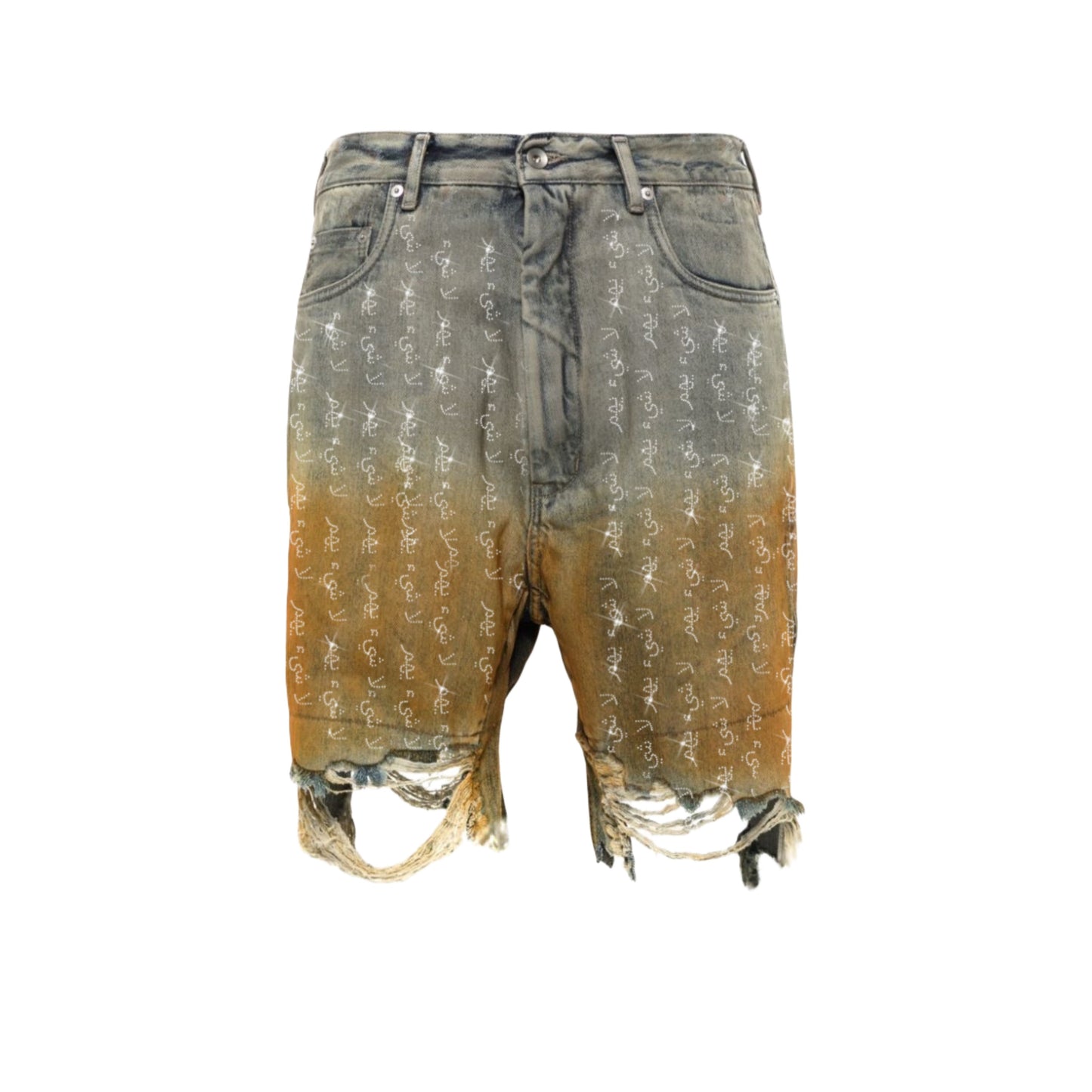 N*M Rhinestone Arabic Denim Shorts