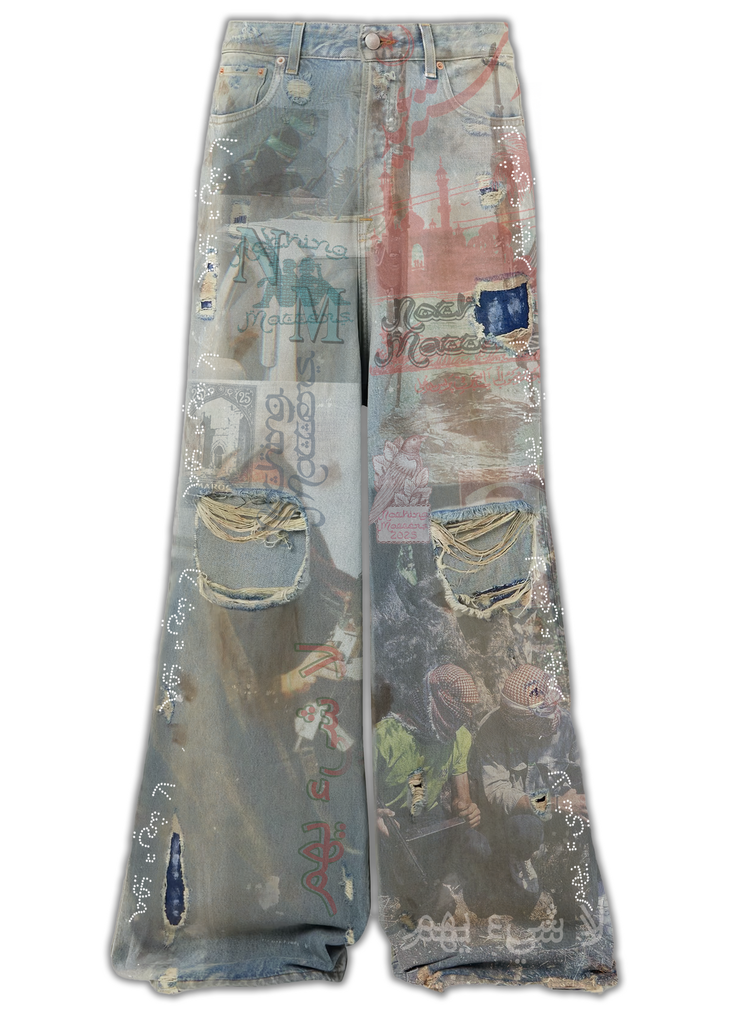 N*M “WAR” Blue Jean Distressed Denim