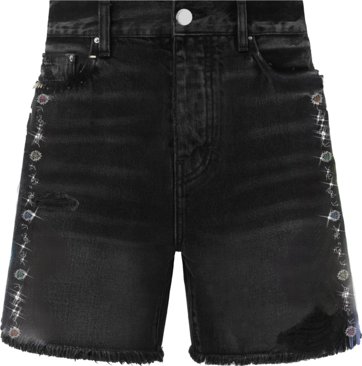 N*M Rhinestone Black Denim Shorts