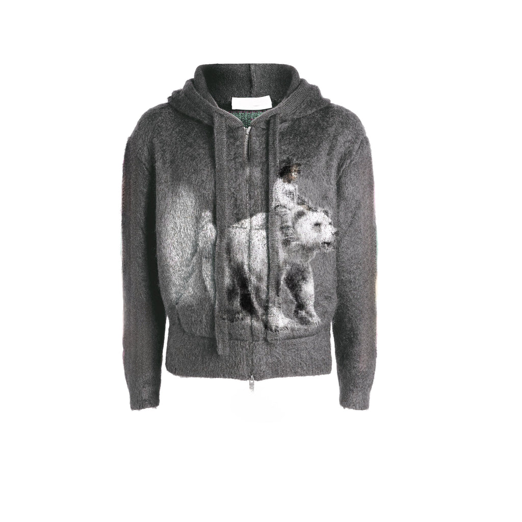 N*M “Rebellious” Grey Mohair Hoodie