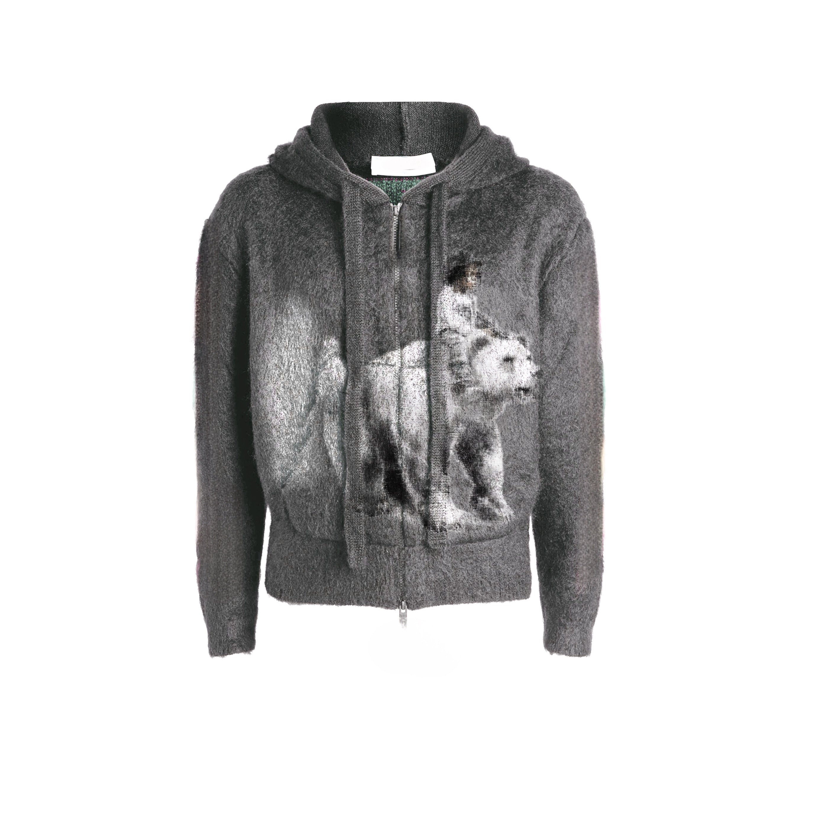 N*M “Rebellious” Grey Mohair Hoodie