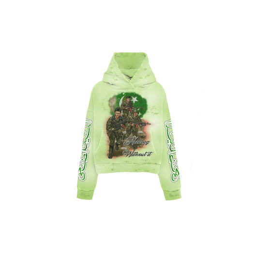 N*M Green “Nothing Without It” Militia Hoodie