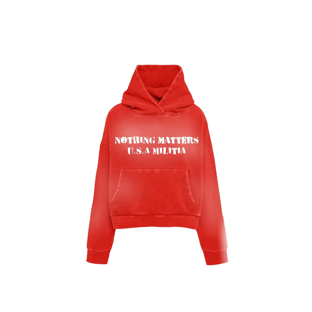 N*M Red Militia Logo Hoodie