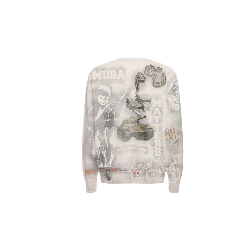 N*M All Over Beige Crewneck